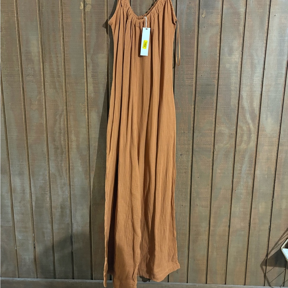 Everly Brown Sleeveless Spaghetti Strap Jumpsuit